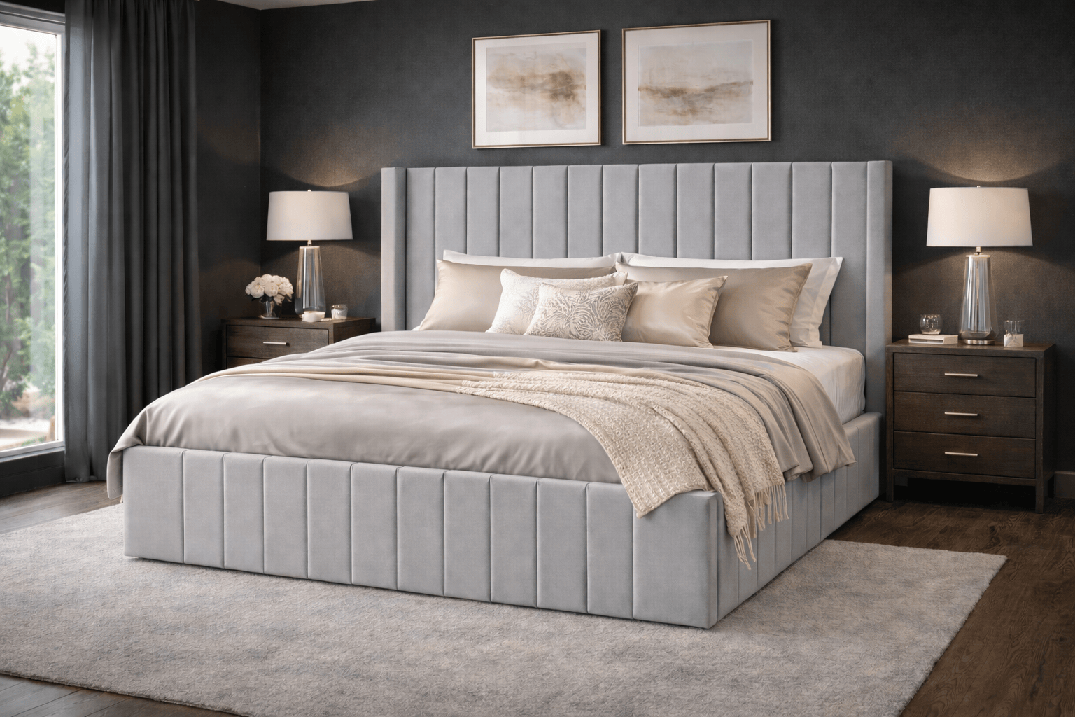 Cadre De Lit TOKYO GRIS - Velours - Home de Luxe France 