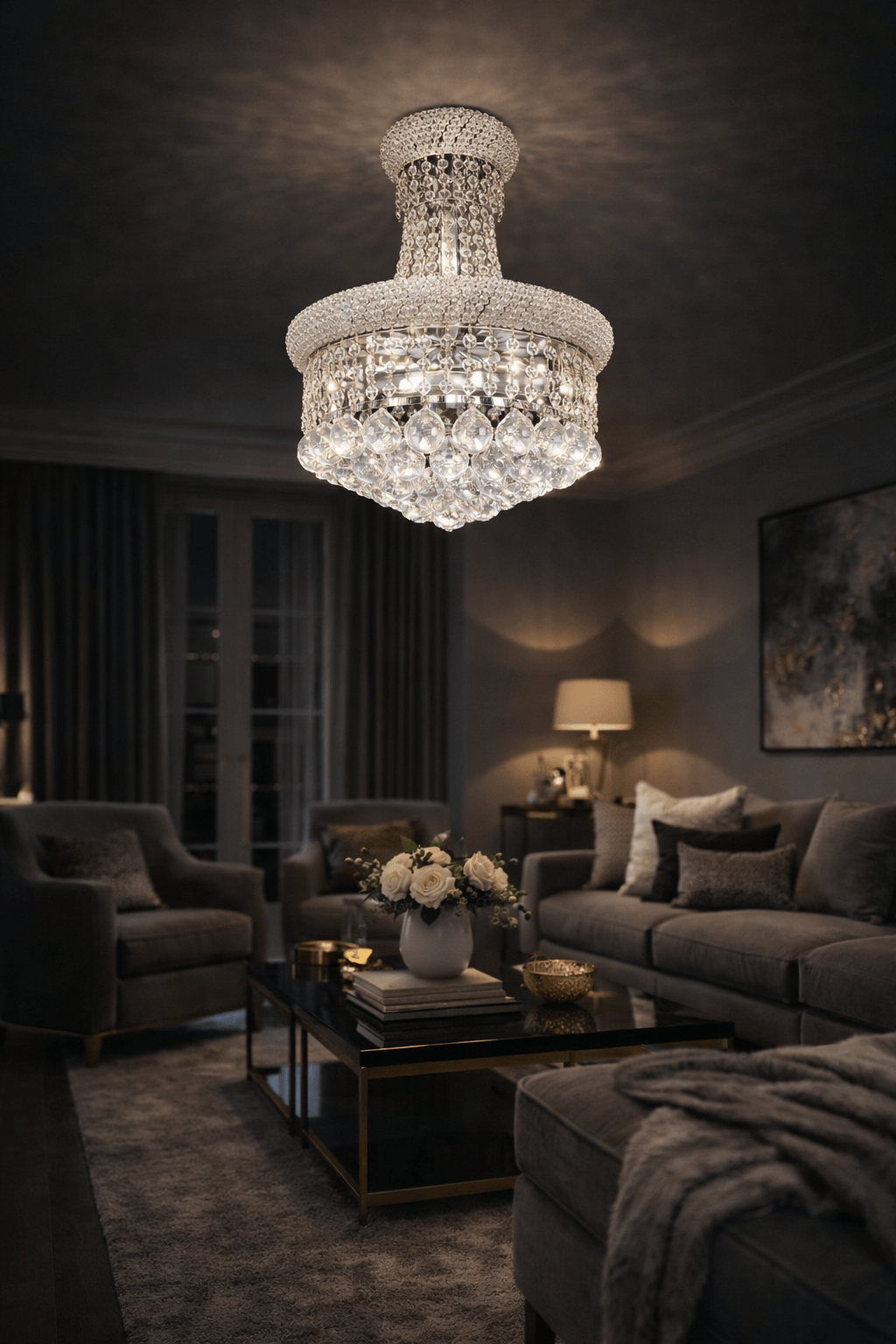 Lustre style cristaux scintillants - Home de Luxe France 