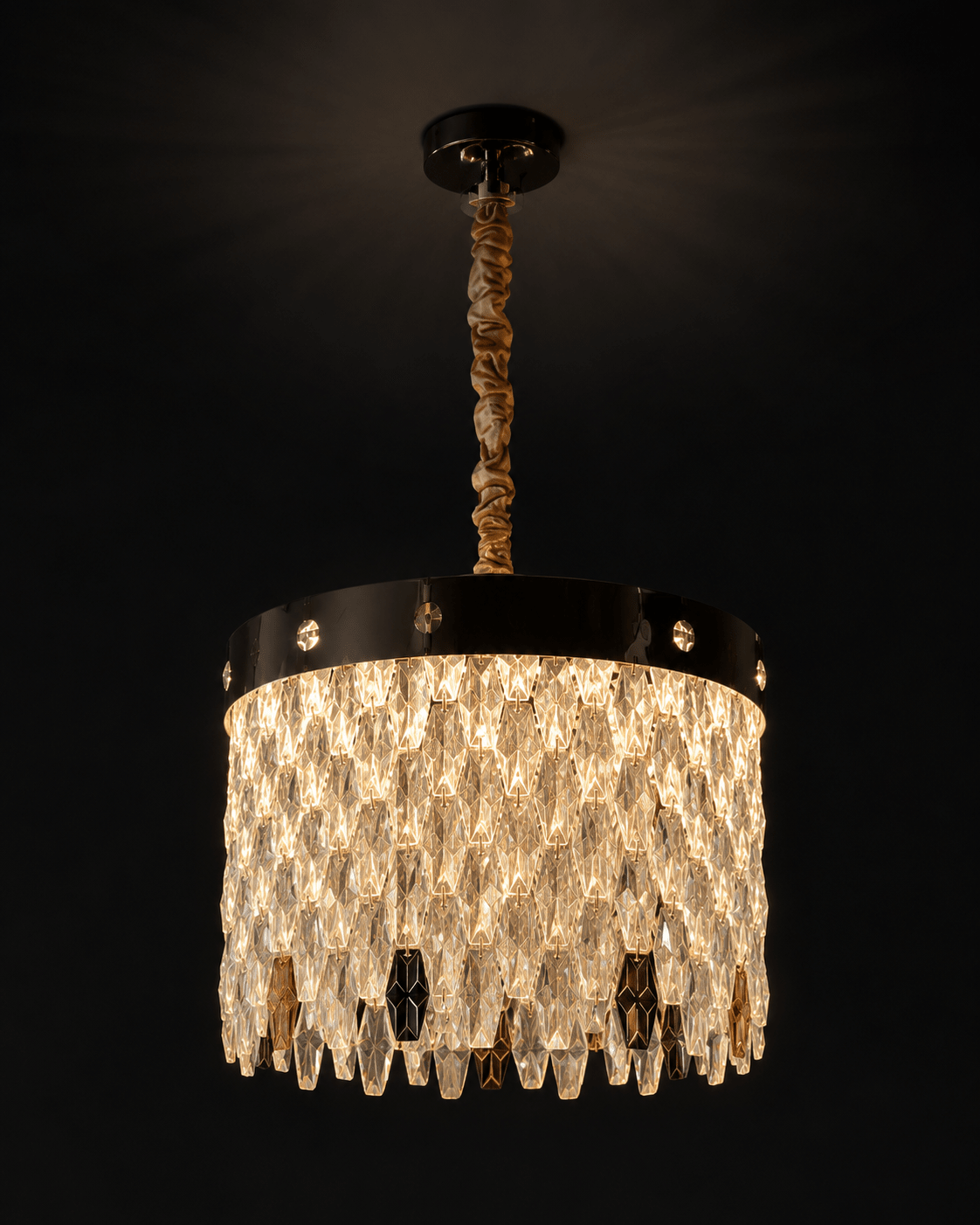 Lustre doré LED pampille - HomeDeLuxe
