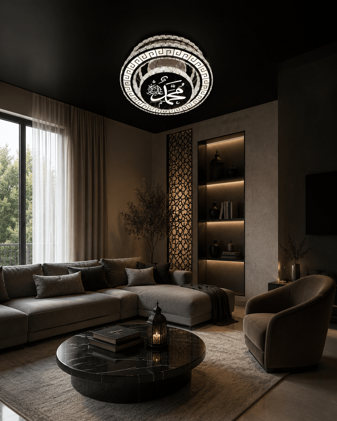Plafonnier LED Design Moderne avec Calligraphie Arabe - HomeDeLuxe