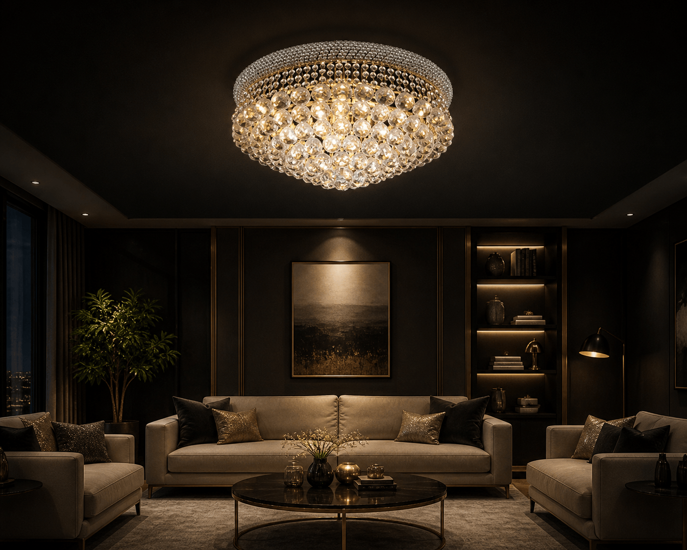 Lustre élégant aux cristaux scintillants - Home de Luxe France 