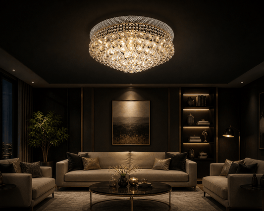 Lustre élégant aux cristaux scintillants - Home de Luxe France 