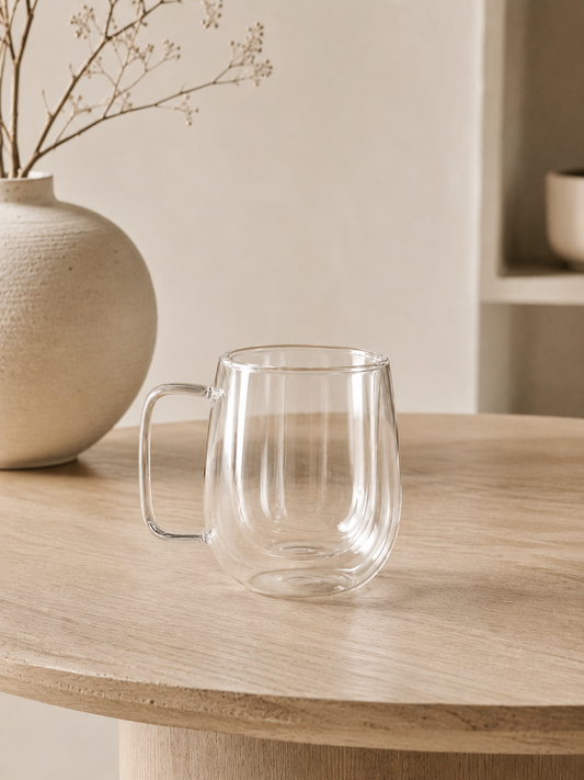 Verres à double paroi HomeDeLuxe, duo de verres en verre transparent avec isolation thermique, pour boissons chaudes ou froides.