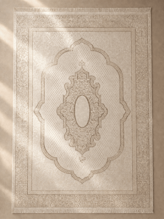 Tapis traditionnel aux motifs arabesques intemporels doré - Home de Luxe France 