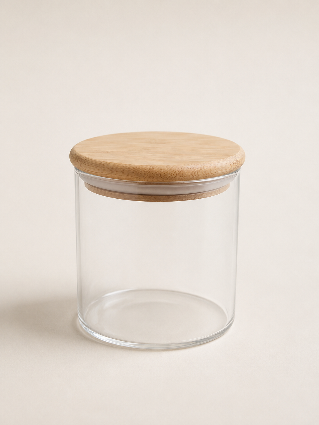 Petit bocal en verre bois clair