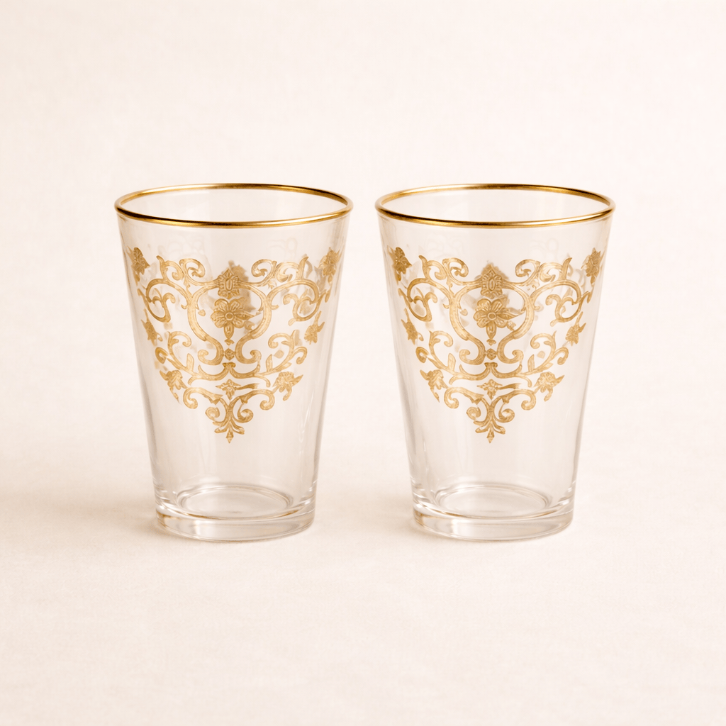Douze verres à thé Rabat dorés - Home de Luxe France 