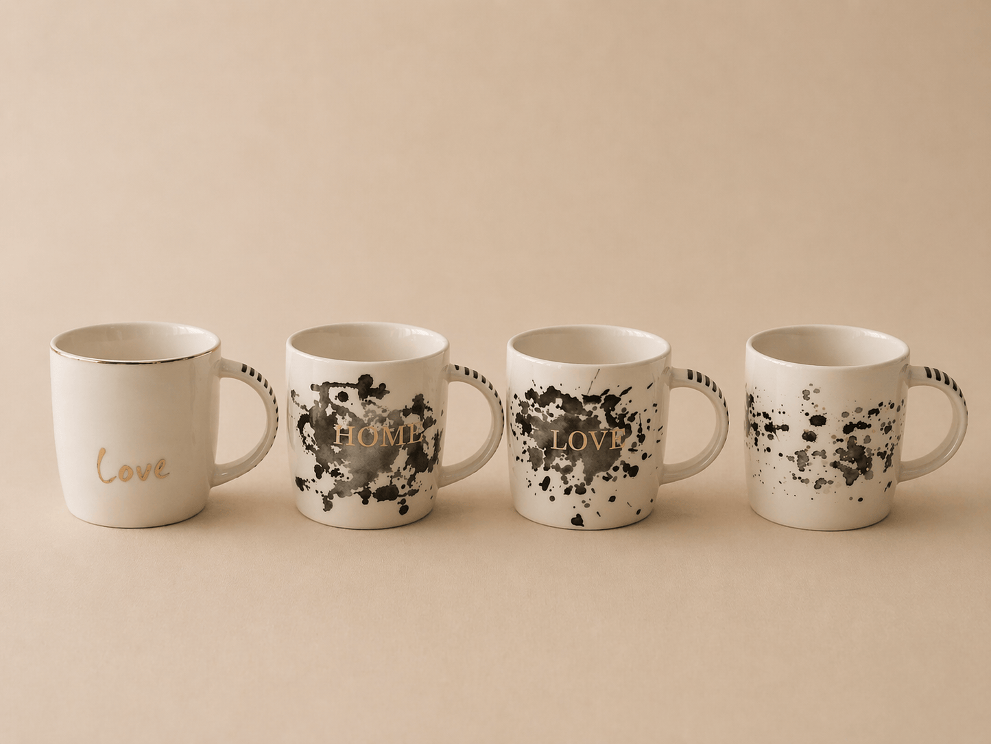 Ensemble de mugs assortis aux messages inspirants « Love » et « Home » - Home de Luxe France 