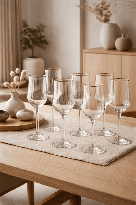 Six verres à pied élégants ornés d'un liseré doré - Home de Luxe France 