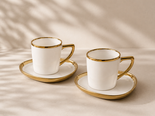 Tasses et sous tasses golden