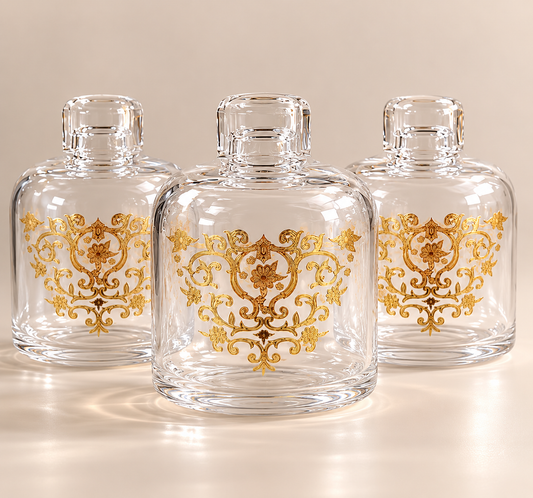 Trio de mini bocaux dorés