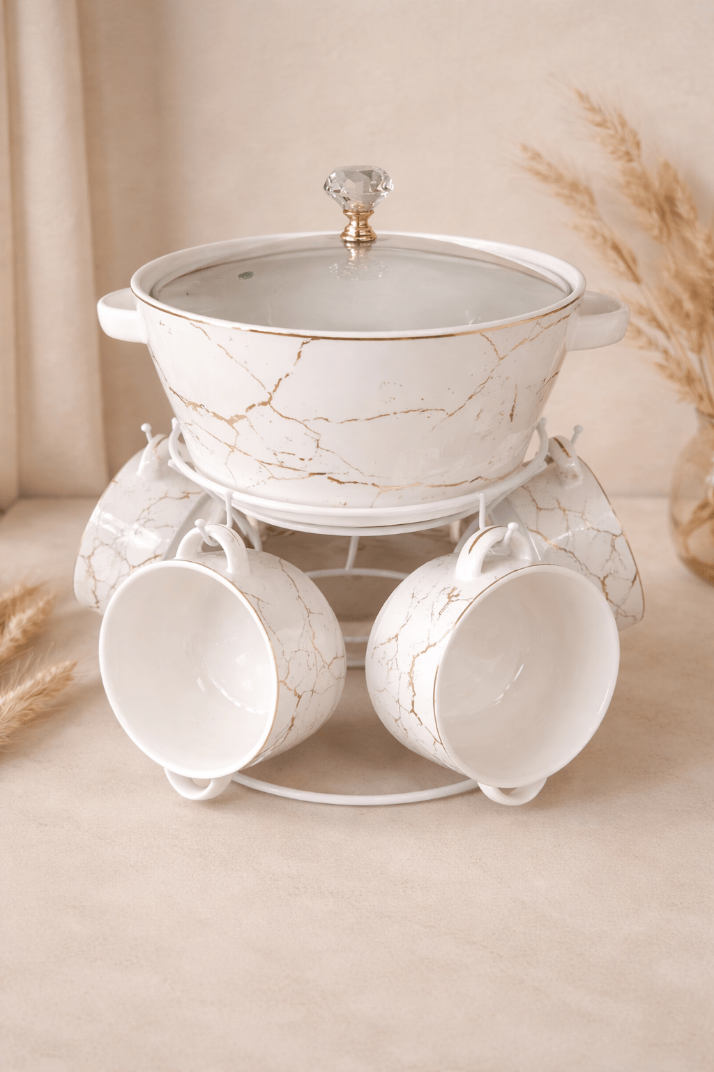 Soupière dorée effet marbre - Home de Luxe France 