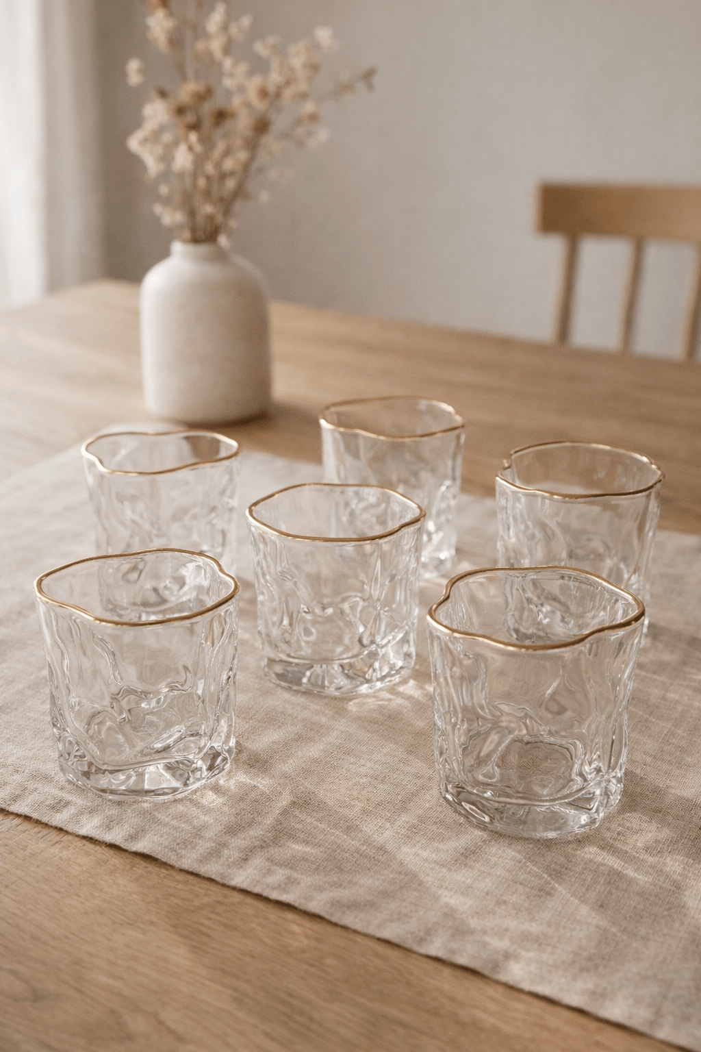 Ensemble de 6 verres à eau élégants ornés d'un raffiné liseré doré  Home de Luxe France 
