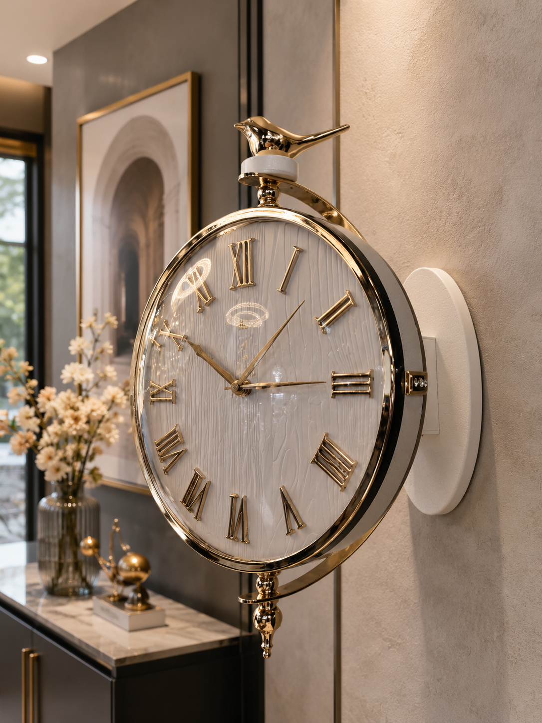 Horloge murale double cadran