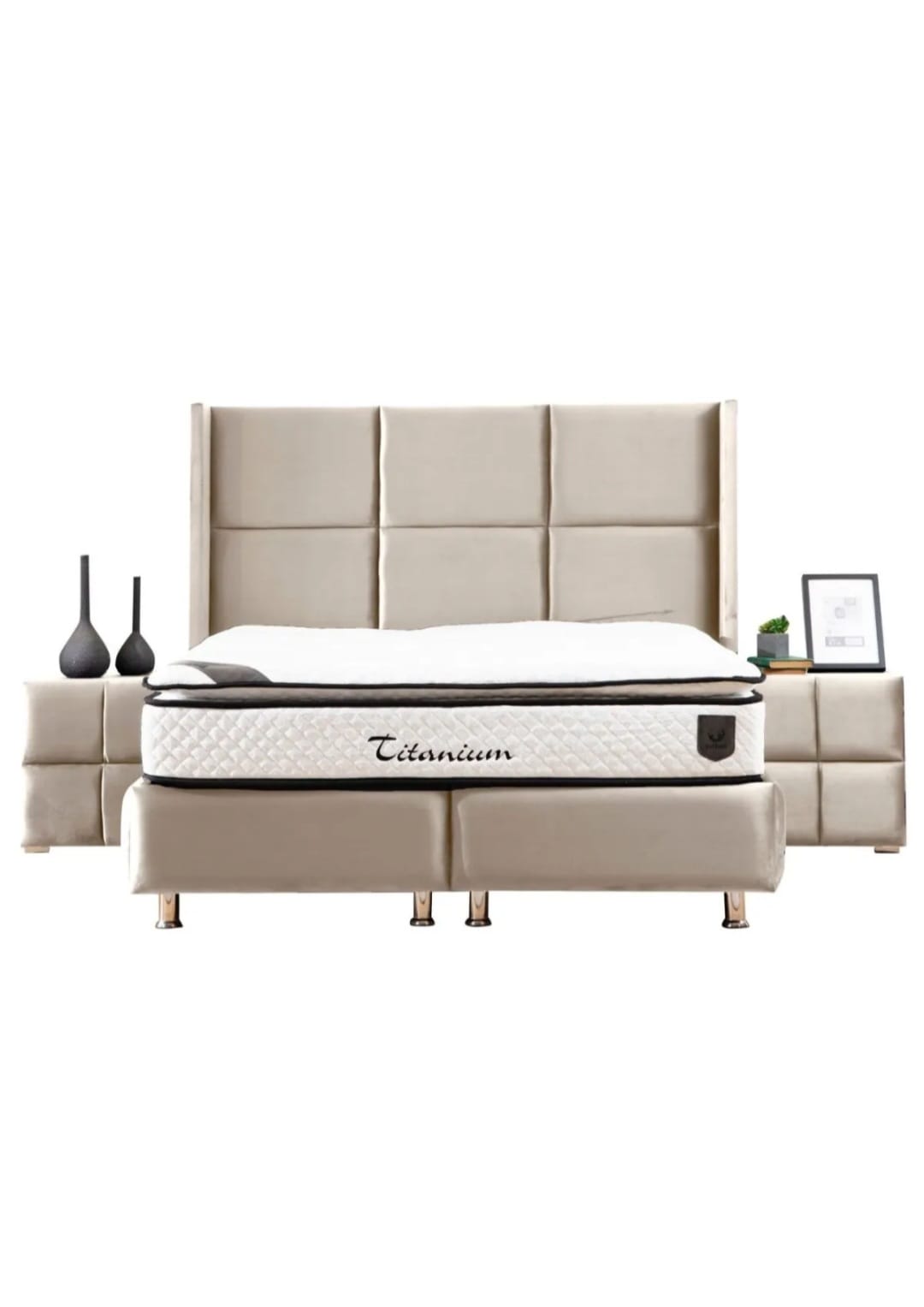 Lit Coffre RIO BEIGE -Velours