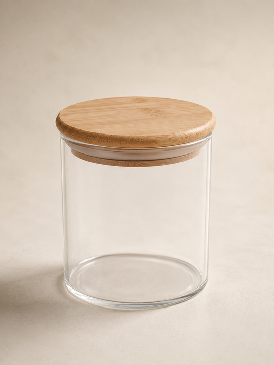 Bocal en verre bois clair