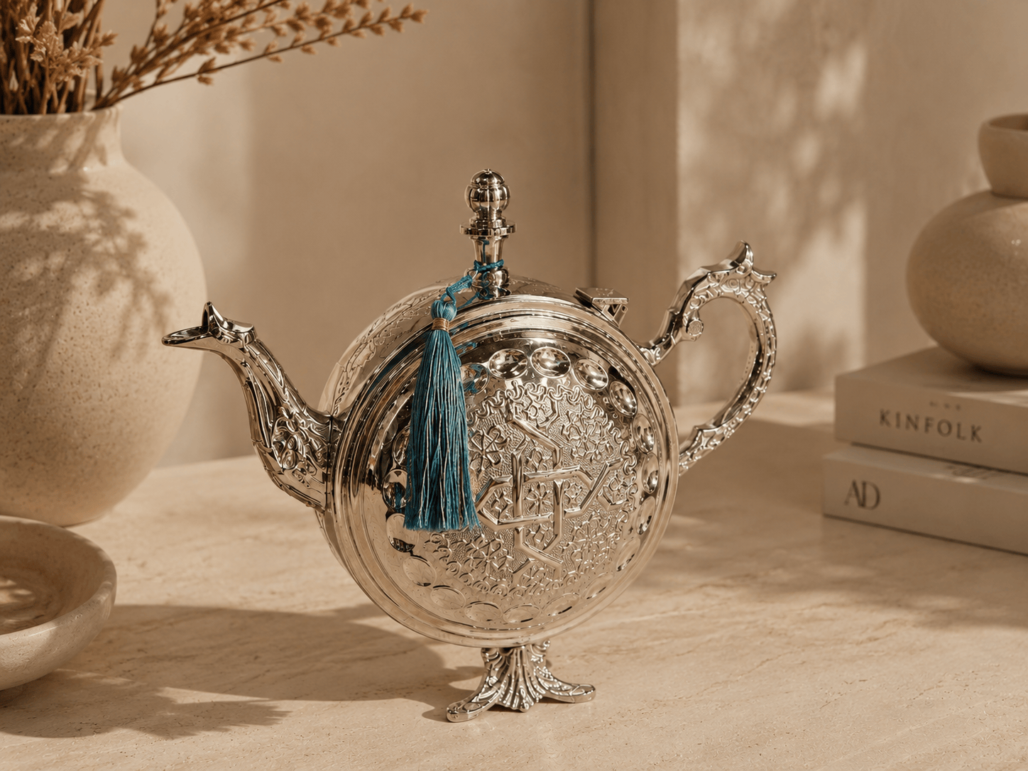 Théière artisanale Nuit de Fès de la marque HomeDeLuxe, en céramique avec motifs traditionnels marocains.