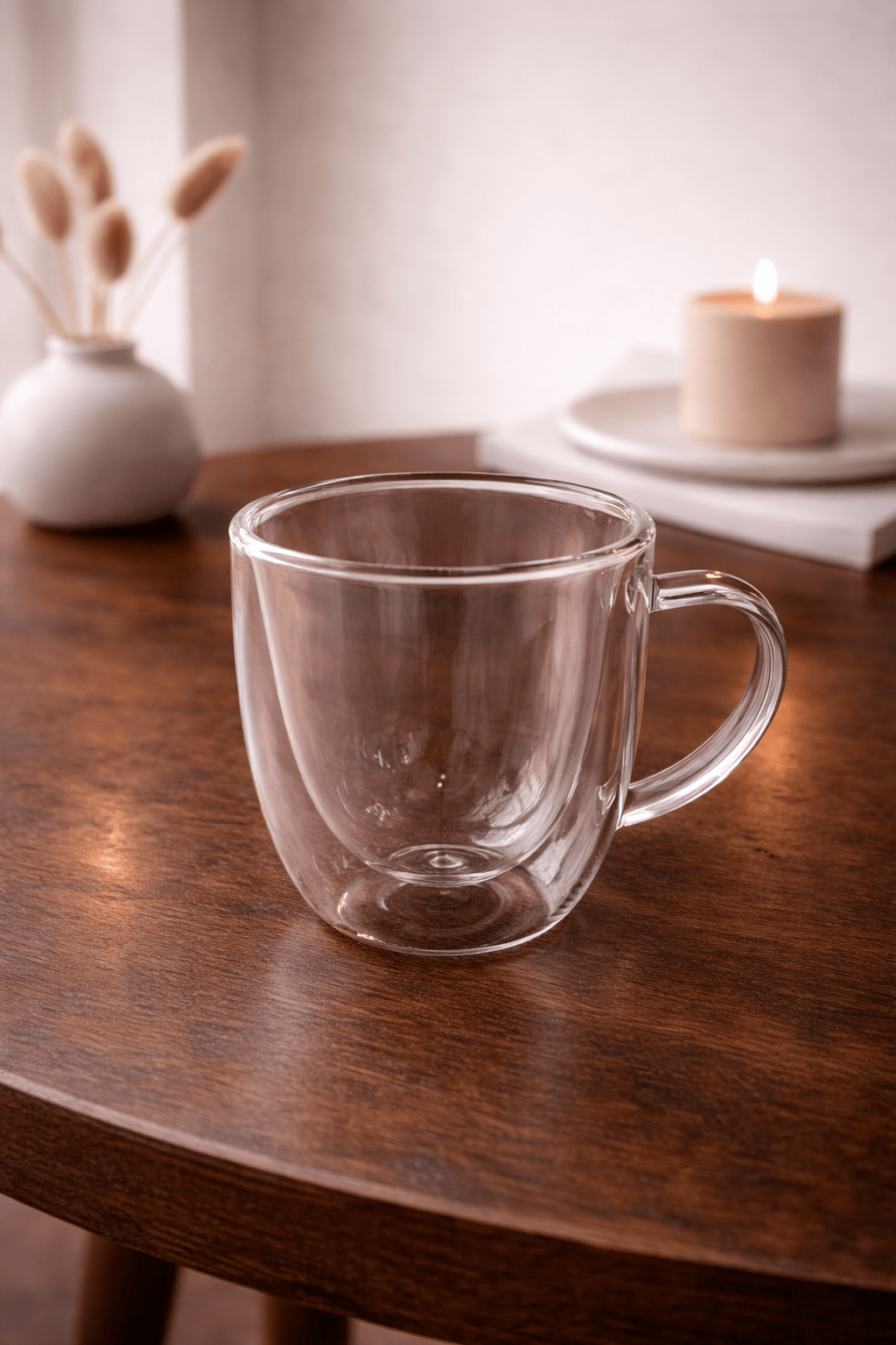 Verres en duo HomeDeLuxe, transparents en verre, avec design élégant, parfaits pour boissons froides ou chaudes.