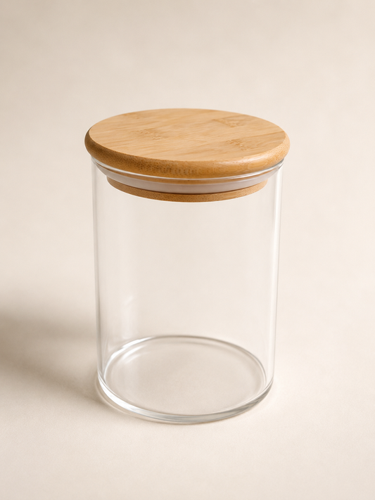 Grand bocal en verre bois clair