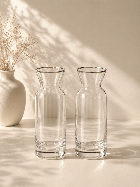 Duo de récipients pour boissons HomeDeLuxe, contenant deux récipients en verre avec couvercles pour servir des boissons.