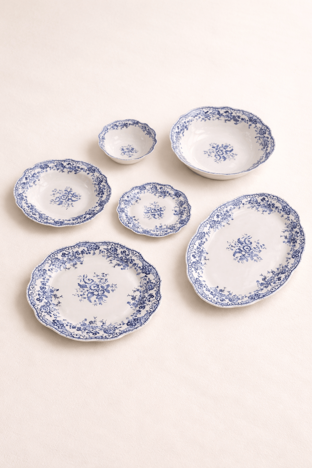 Service de table bleu vintage floral 26 pièces - Home de Luxe France 