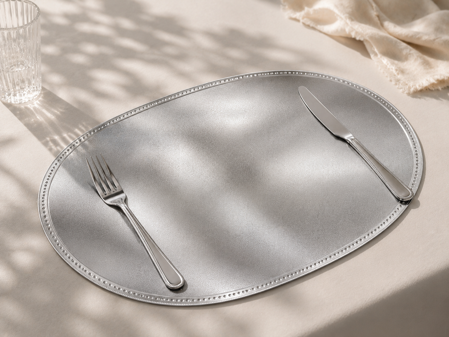 Lot de 12 set de table oval argenté