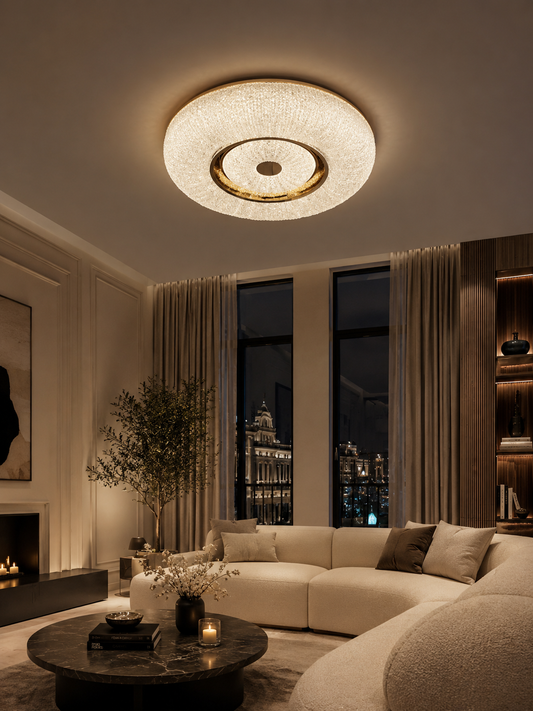 Plafonnier LED brillant doré