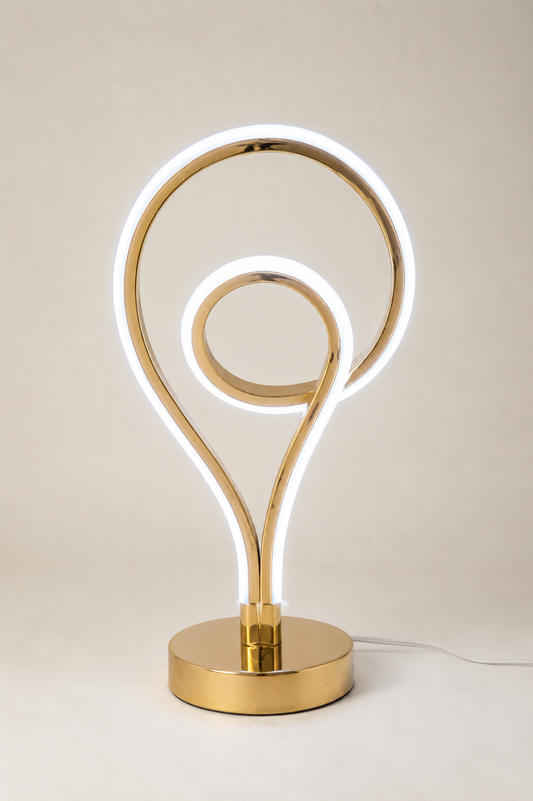Lampe LED twist HomeDeLuxe, lampe moderne avec design en spirale et lumière blanche, idéale pour l’éclairage intérieur.