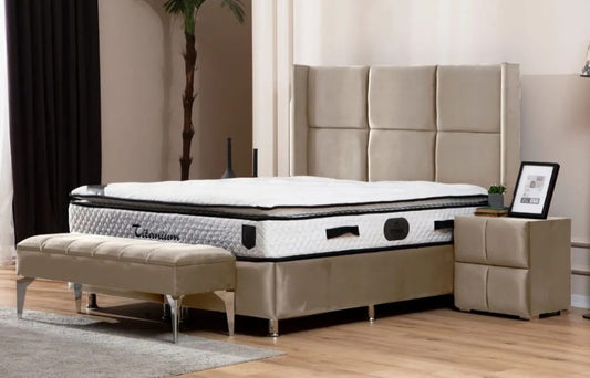 Lit Coffre RIO BEIGE -Velours