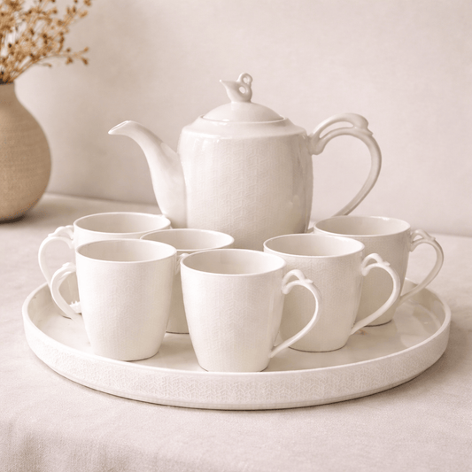 Service à thé Blanc Signature - Home de Luxe France 