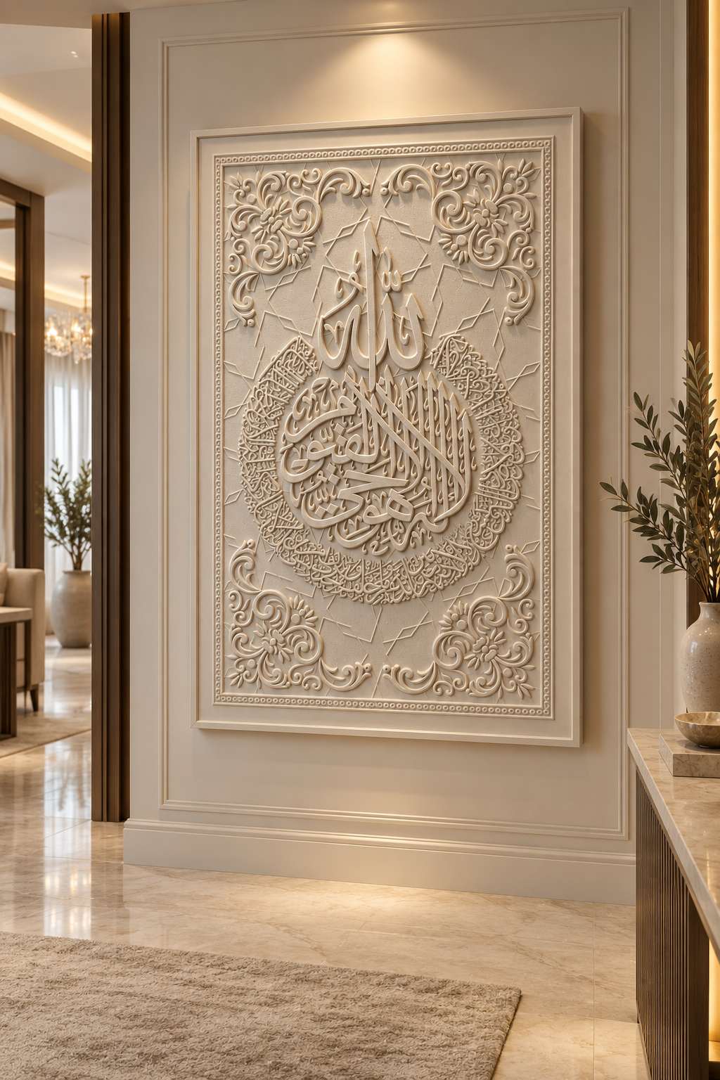 Tableau Ayat al Kursi Beige