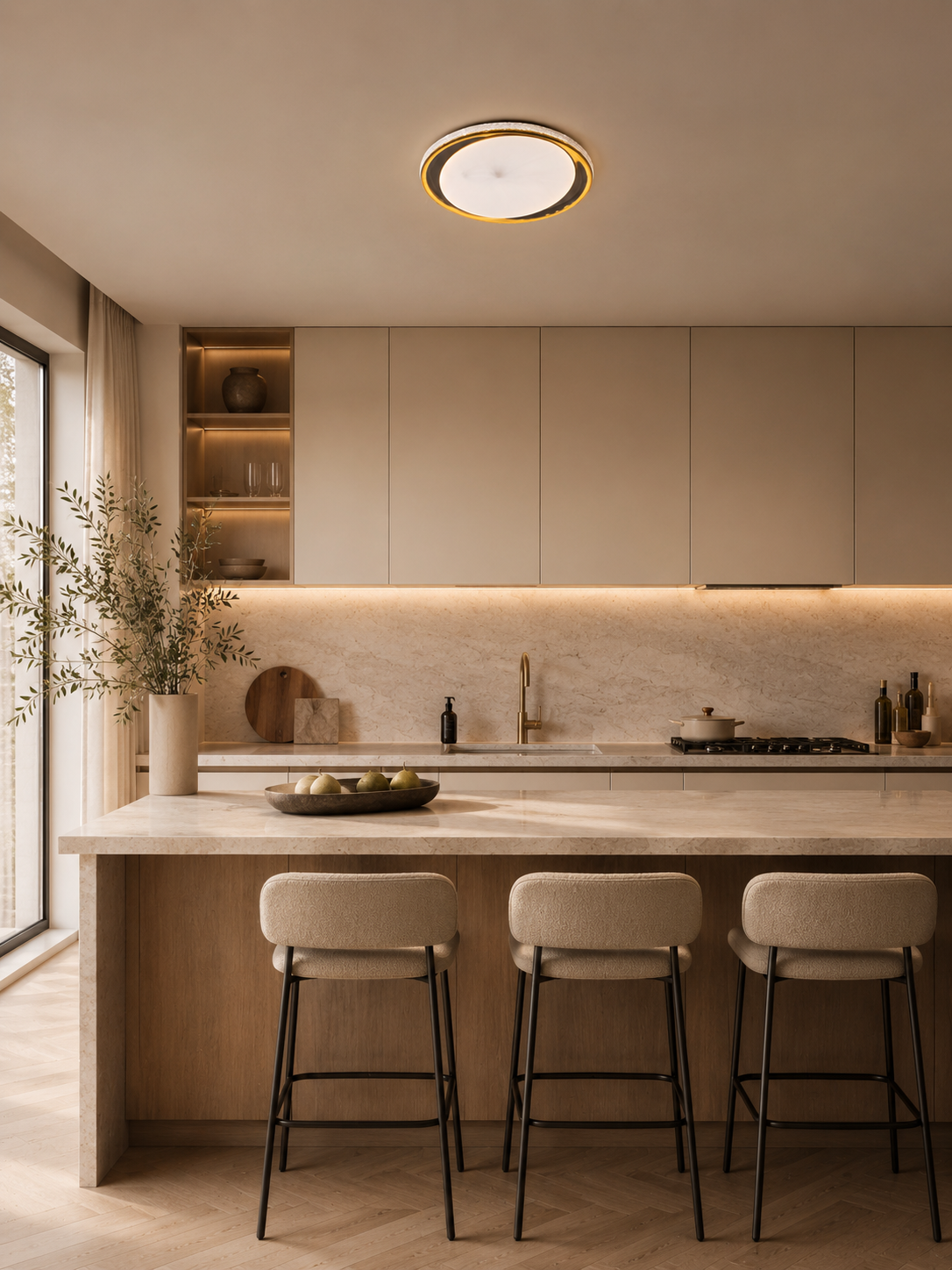 Plafonnier LED doré