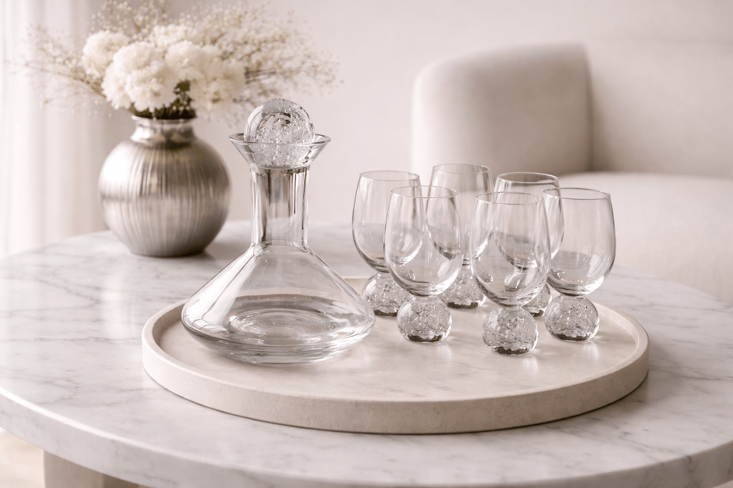 Carafe bubble et 6 verres à pied - Home de Luxe France 