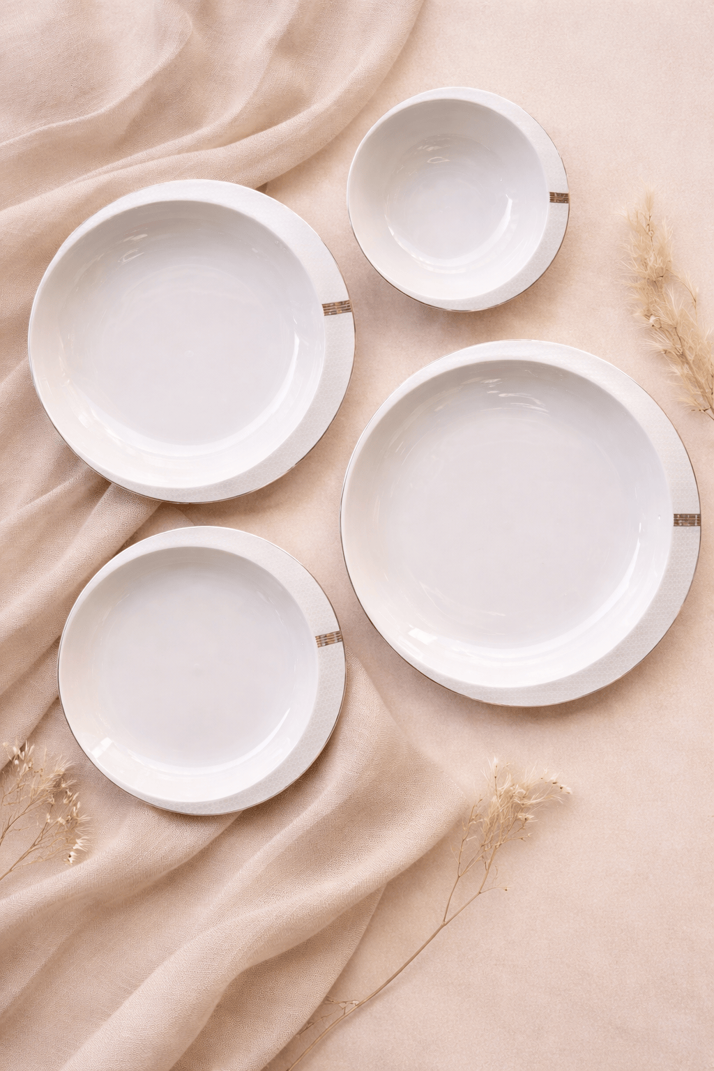 Service de table Nahl 24 pièces aux finitions dorées irisées et en relief - Home de Luxe France 
