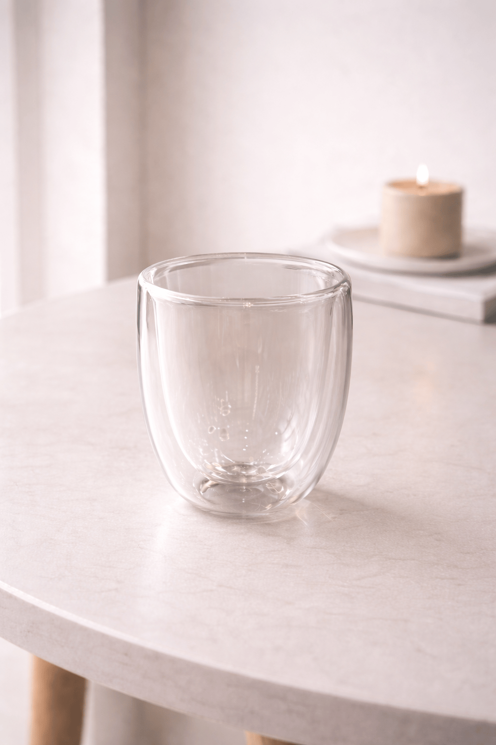 Verres en duo de la marque HomeDeLuxe, design élégant, transparents et parfaits pour boissons froides ou chaudes.