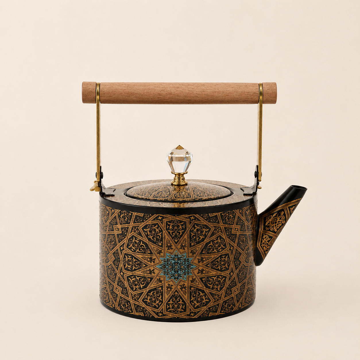 Théière noire de 1,5L de la marque HomeDeLuxe, en céramique, avec poignée et couvercle pour infuser le thé.