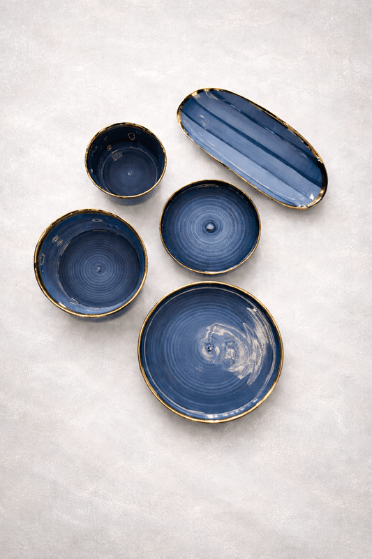 Service de table bleu et doré - Home de Luxe France 