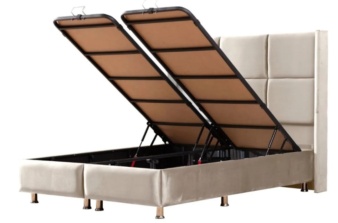 Lit Coffre RIO BEIGE -Velours