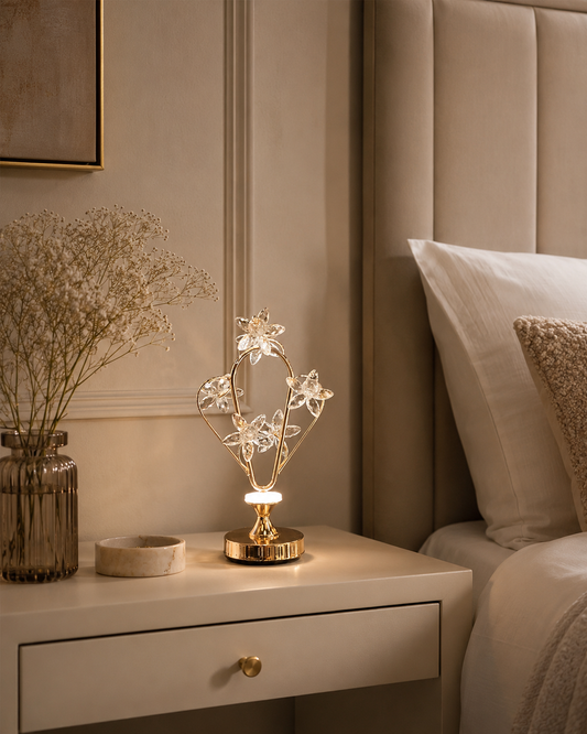 Lampe LED fleurs HomeDeLuxe avec design floral coloré et lumière douce, idéale pour la décoration intérieure.