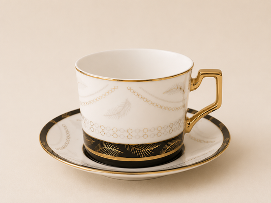 Six tasses & sous tasses plumes