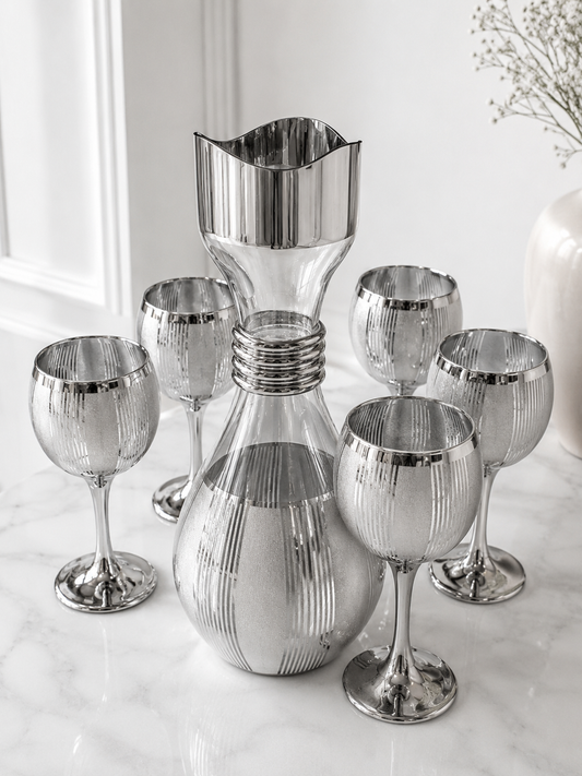 Carafes & 6 verres a pied