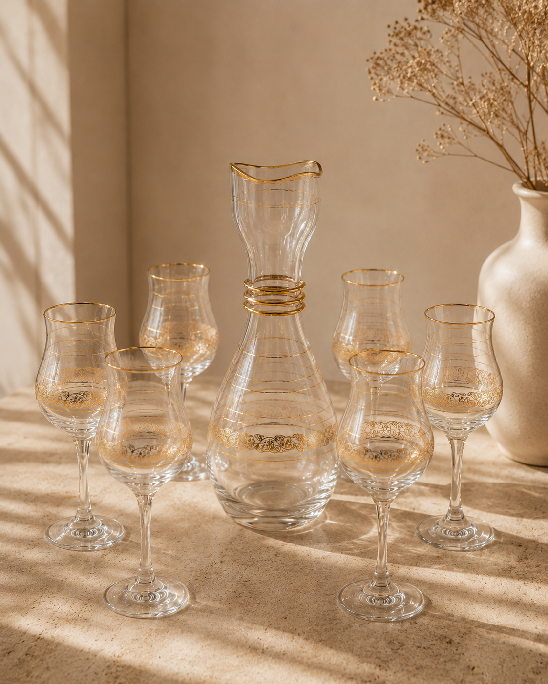 Carafes & 6 verres a pied luxe