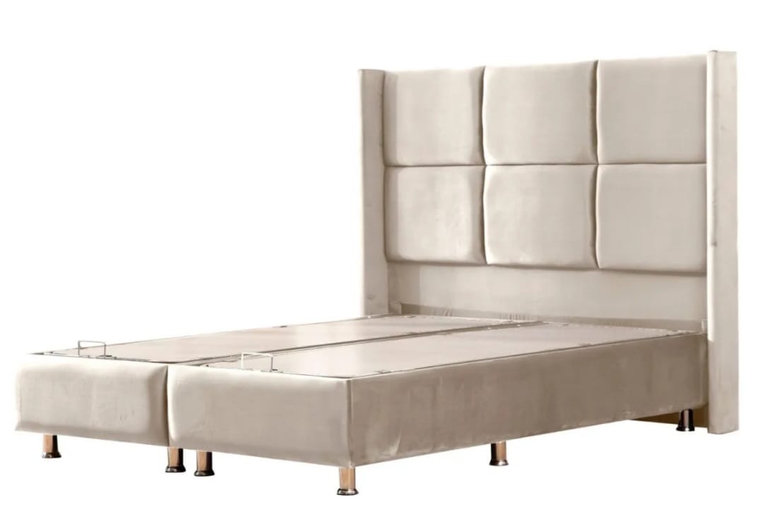 Lit Coffre RIO BEIGE -Velours