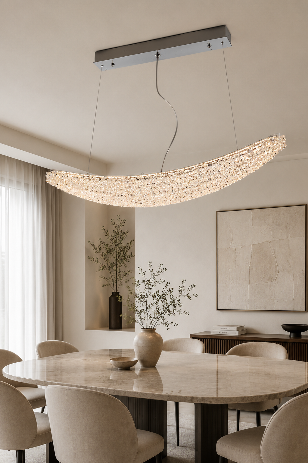 Lustre Luna Cristal argenté
