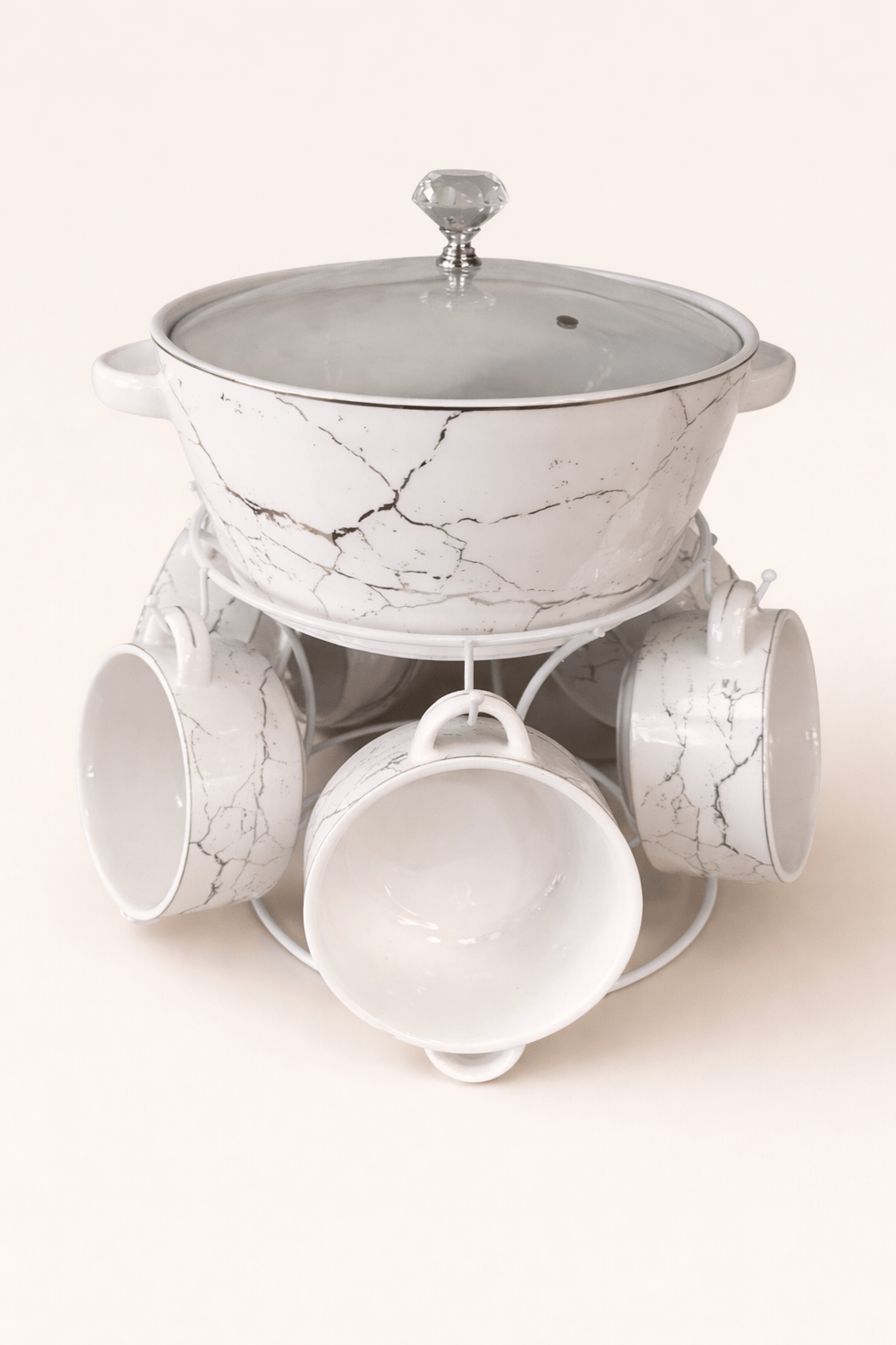 Soupière argentée effet marbre - Home de Luxe France 