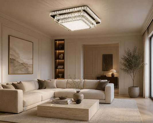 Lustre LED carré pailleté