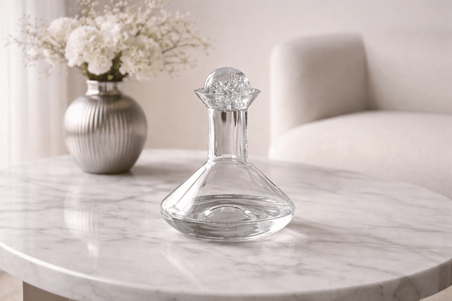 Carafe à bulles et 6 verres à pied en verre transparent, ensemble élégant pour boissons, de la marque HomeDeLuxe