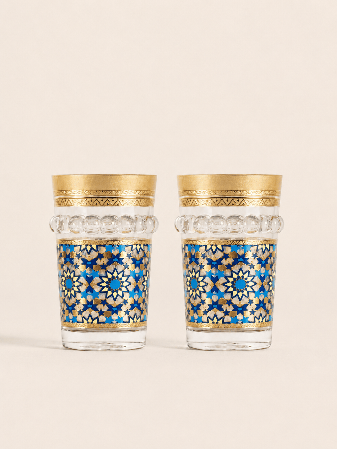 Verres à thé Marrakech Prestige de HomeDeLuxe en verre transparent avec motifs traditionnels, collection élégante et raffinée.