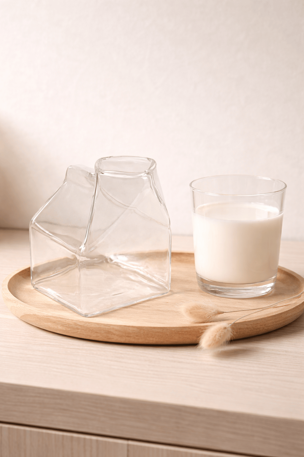 Brique de lait HomeDeLuxe, emballage en carton avec étiquette, vue de face sur fond blanc.