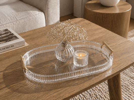 Plateau décoratif oval en plastique effet verre - Home de Luxe France 