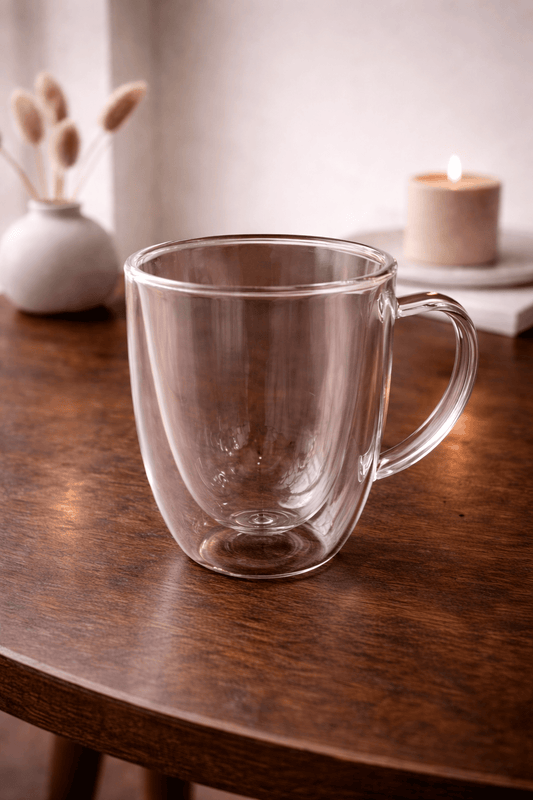 Verres en duo de la marque HomeDeLuxe, design élégant et transparent, parfaits pour boissons rafraîchissantes.